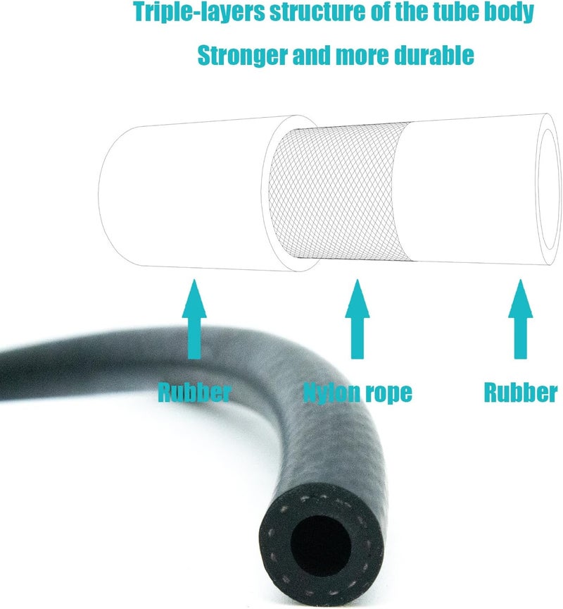 Bopurtotly 1/4" x 25" Fuel Line Hose with 4 Clamps Lawn Mower Compatible with 5414K 283207 791850 Small Engine - Image 5
